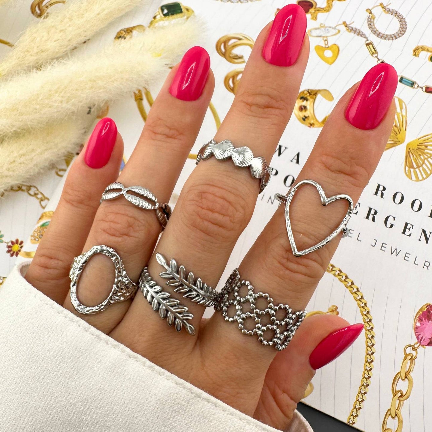 Stainless Steel Seashells Ring One Size Adjustable