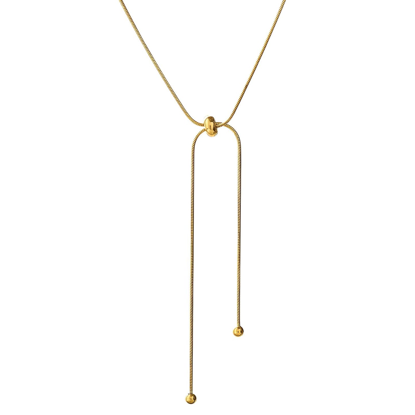 18K Gold Plated Stainless Steel Adjustable Rope Necklace