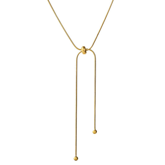 18K Gold Plated Stainless Steel Adjustable Rope Necklace